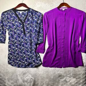 2 x Diane Von Furstenberg Silk Mini Sleeved Dresses Size 2 Spring Summer Luxury